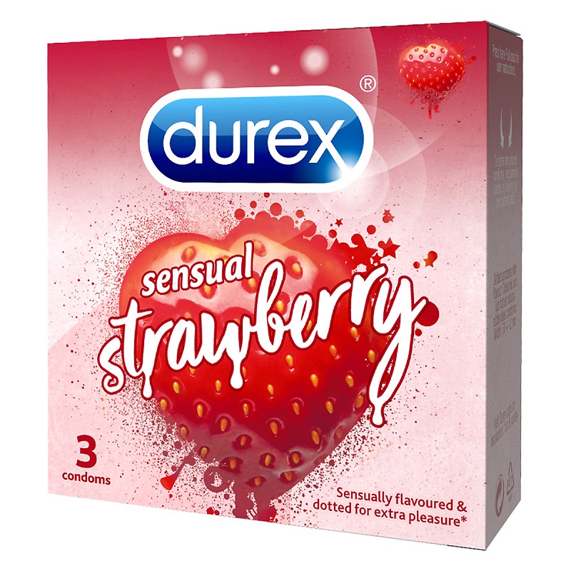 Durex Sensual Strawberry (3 chiếc) 1 bao cao su Durex Sensual Strawberry