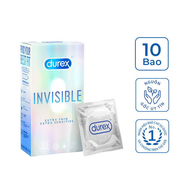 Bao Cao Su Siêu Mỏng Durex Invisible (10 chiếc) 8 Bao cao su siêu mỏng Invisible