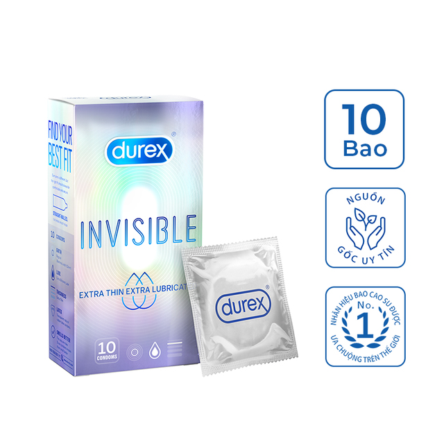 Bao Cao Su Siêu Mỏng Durex Invisible (10 chiếc) 4 bao cao su cuc sieu mong durex invisible 4