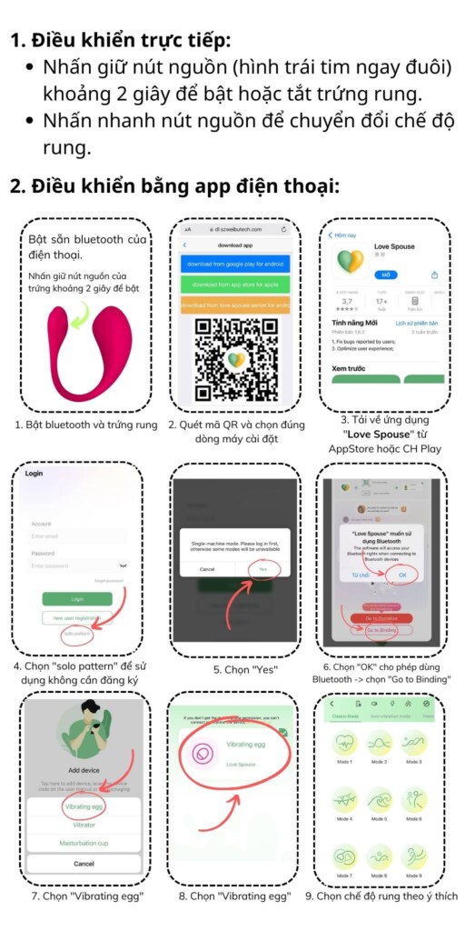 Trứng rung điều khiển bằng app Love Spouse (điều khiển qua app, 9 chế độ rung, sạc nam châm) 10 Trứng rung điều khiển bằng app cao cấp Love Spouse (điều khiển qua app, sạc nam châm)