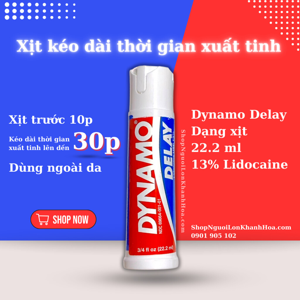 Chai Xịt Chống Xuất Tinh Sớm Dynamo Delay 22ML 6 Xịt chống xuất tinh sớm, giúp kéo dài thời gian xuất tinh lên đến 30-45p